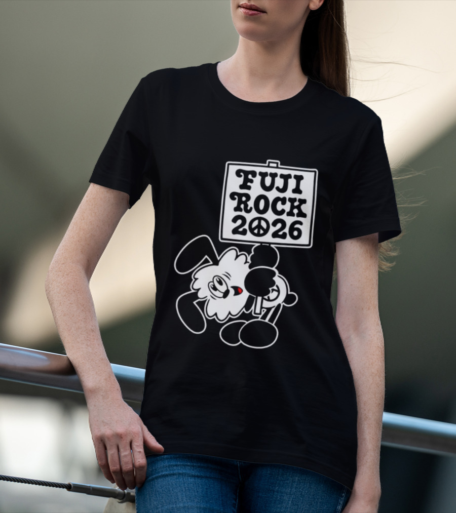 Fuji Rock 2026 Peace Sign Cartoon T-Shirt