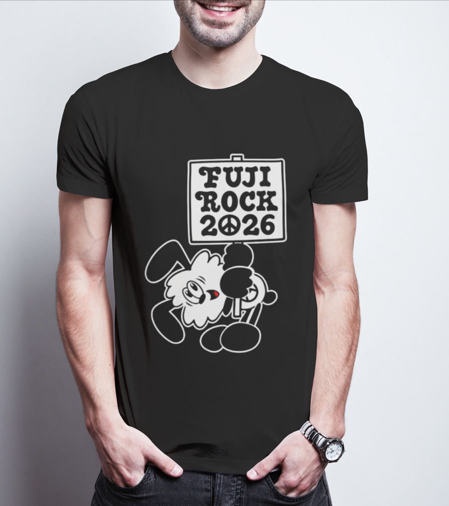 Fuji Rock 2026 Peace Sign Cartoon T-Shirt