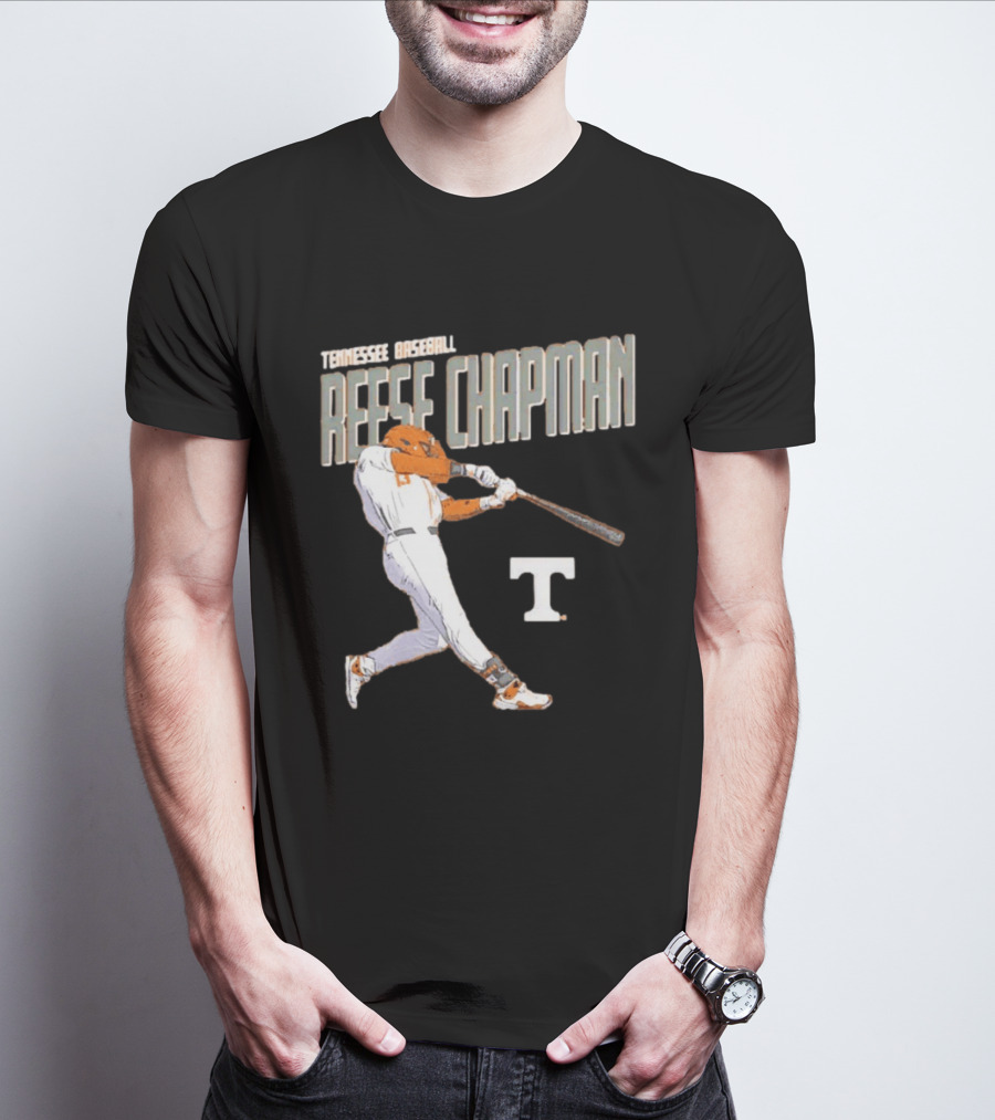 Tennessee Baseball Reese Chapman Swinging Action T-Shirt