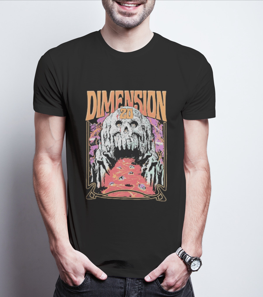 Dimension 20 Skull Lava Dice T-Shirt