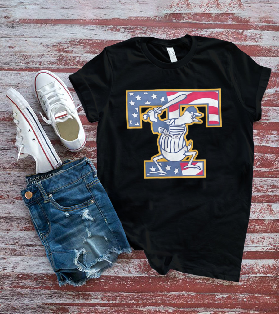 Toledo Mud Hens Muddy Stars And Stripes American Baseball T-Shirt