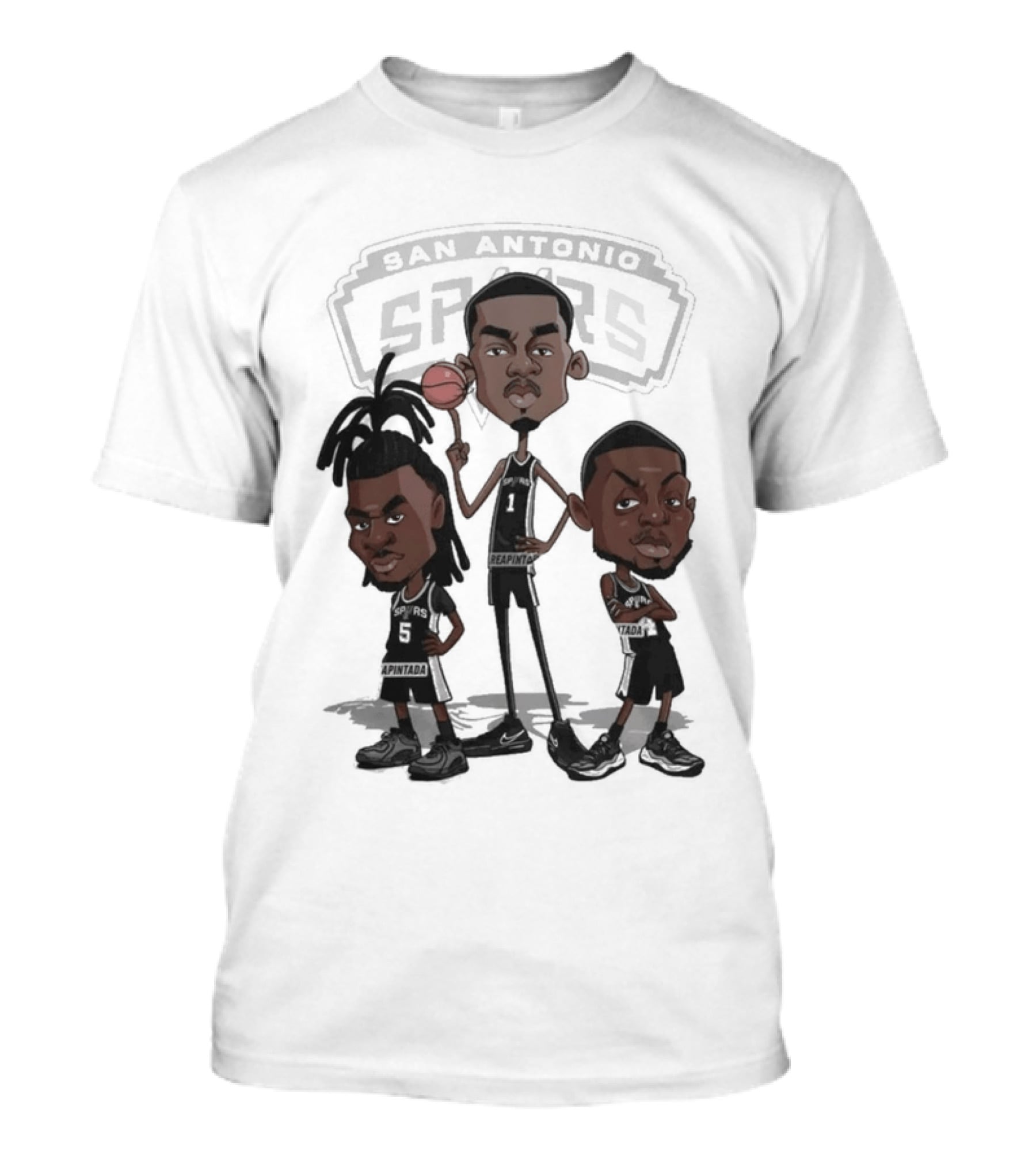 Victor Wembanyama Stephon Castle De'Aaron Fox San Antonio Spurs NBA Caricature T-Shirt