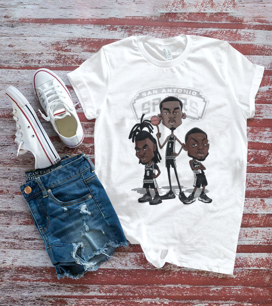 Victor Wembanyama Stephon Castle De'Aaron Fox San Antonio Spurs NBA Caricature T-Shirt