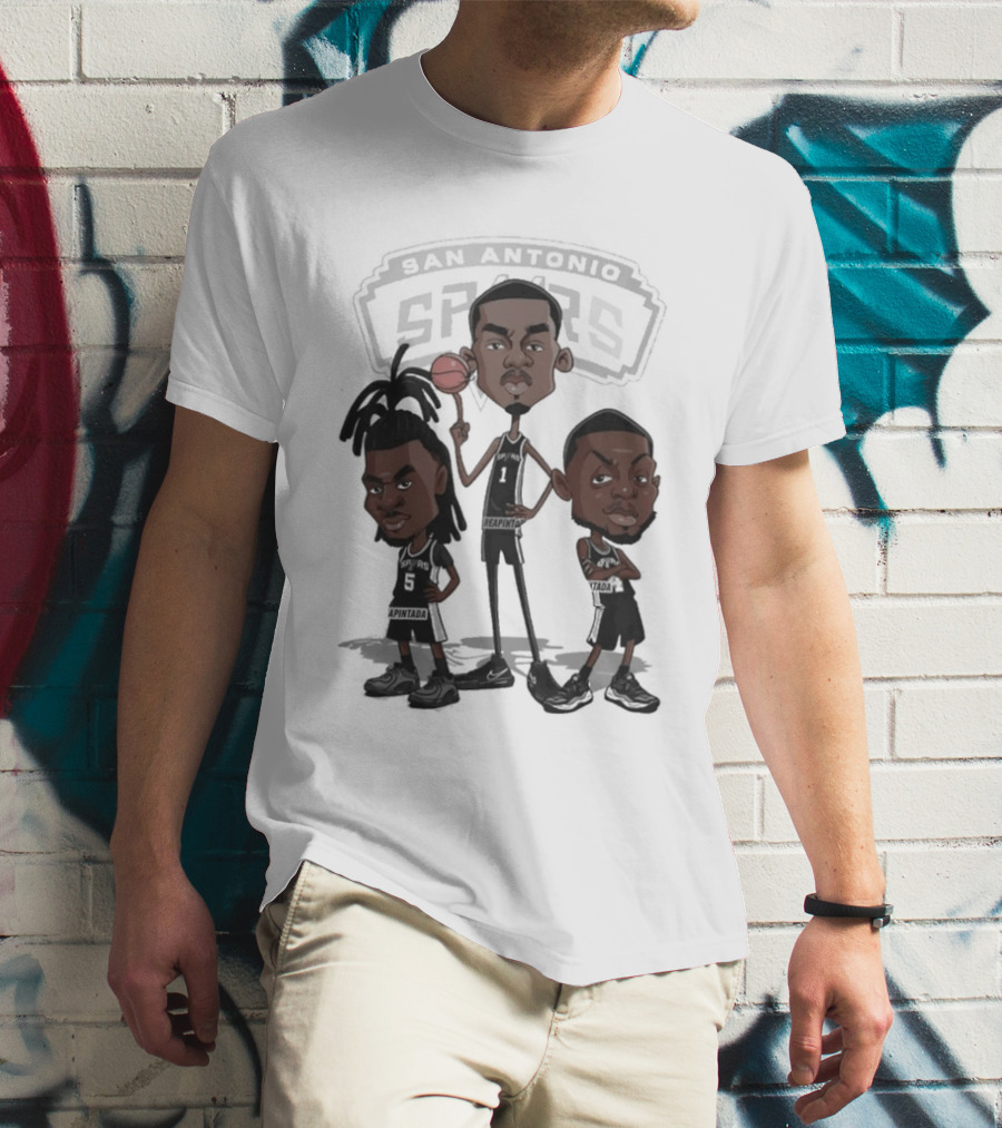 Victor Wembanyama Stephon Castle De'Aaron Fox San Antonio Spurs NBA Caricature T-Shirt