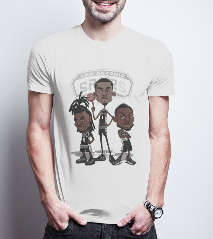 Victor Wembanyama Stephon Castle De'Aaron Fox San Antonio Spurs NBA Caricature T-Shirt