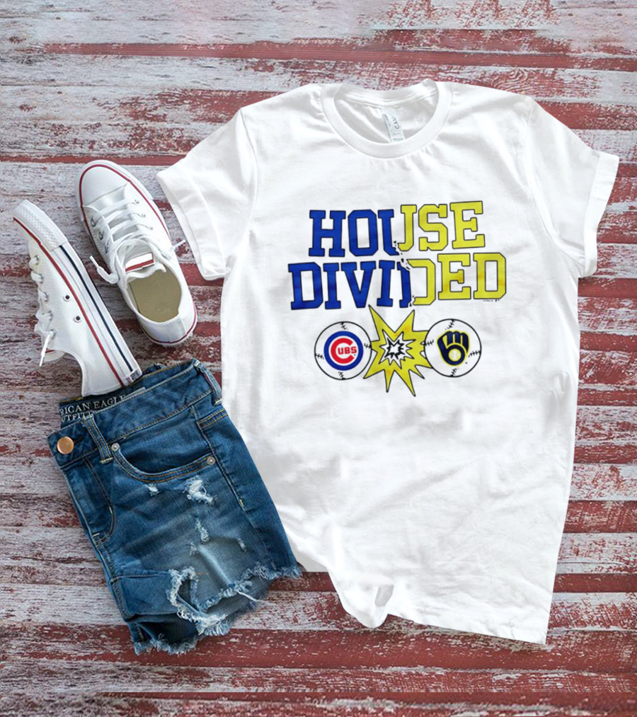 Chicago Cubs Vs Milwaukee Brewers Rivalry House Divided Fan Gear T-Shirt