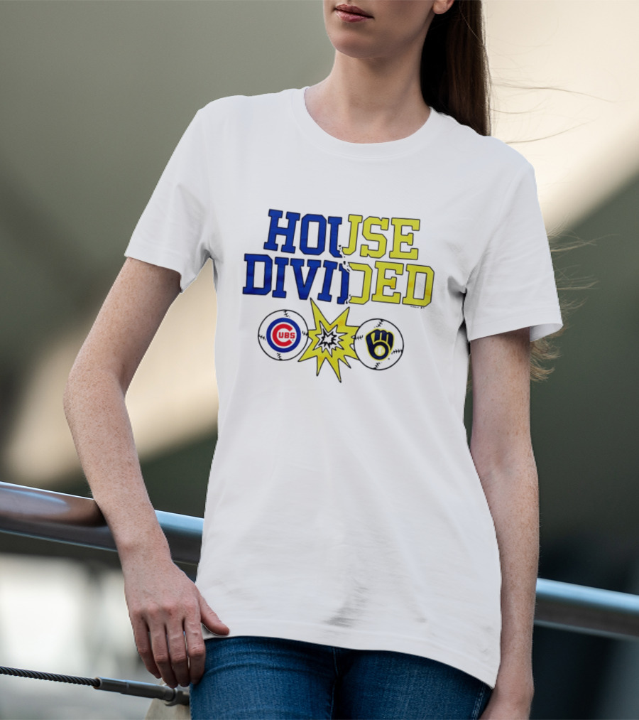 Chicago Cubs Vs Milwaukee Brewers Rivalry House Divided Fan Gear T-Shirt