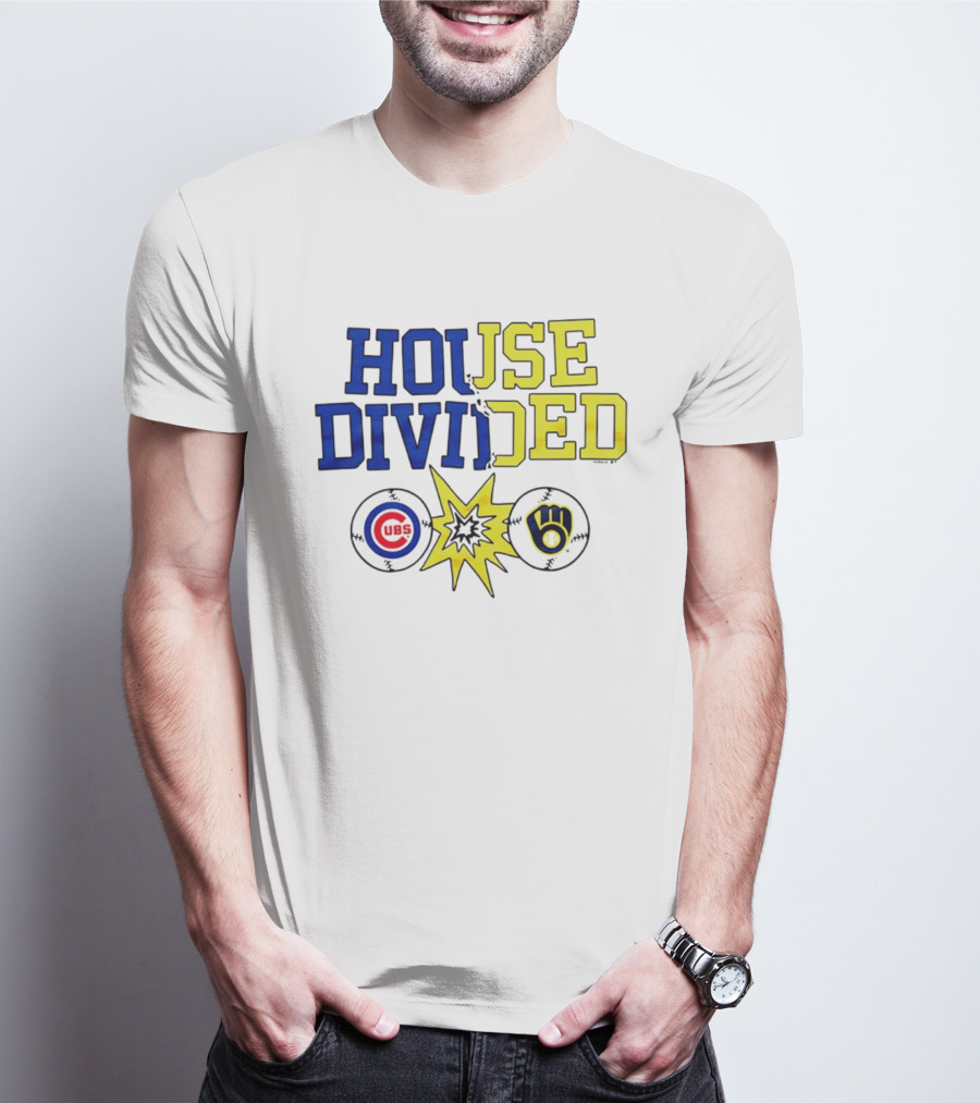 Chicago Cubs Vs Milwaukee Brewers Rivalry House Divided Fan Gear T-Shirt