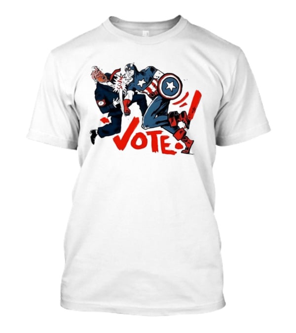 Captain America Punch Donald Trump Vote Comic T-Shirt