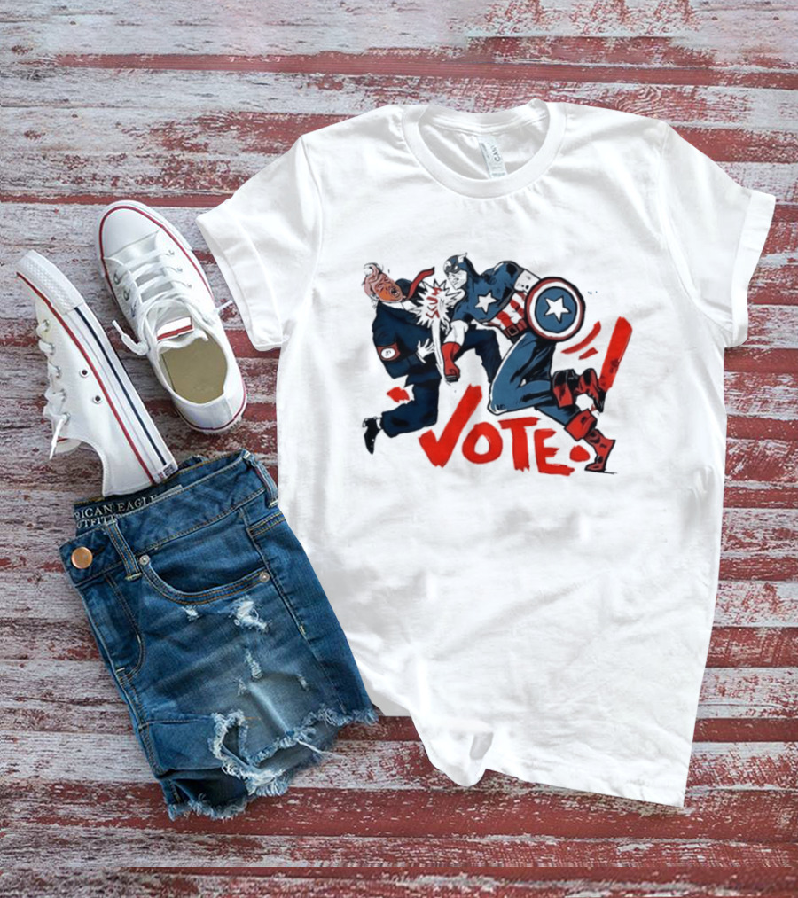 Captain America Punch Donald Trump Vote Comic T-Shirt