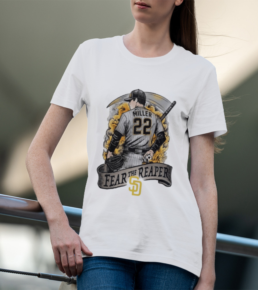 Mason Miller 22 Fear The Reaper San Diego Padres MLB T-Shirt