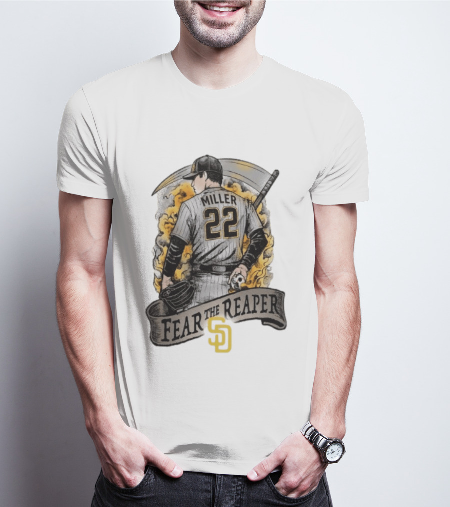 Mason Miller 22 Fear The Reaper San Diego Padres MLB T-Shirt