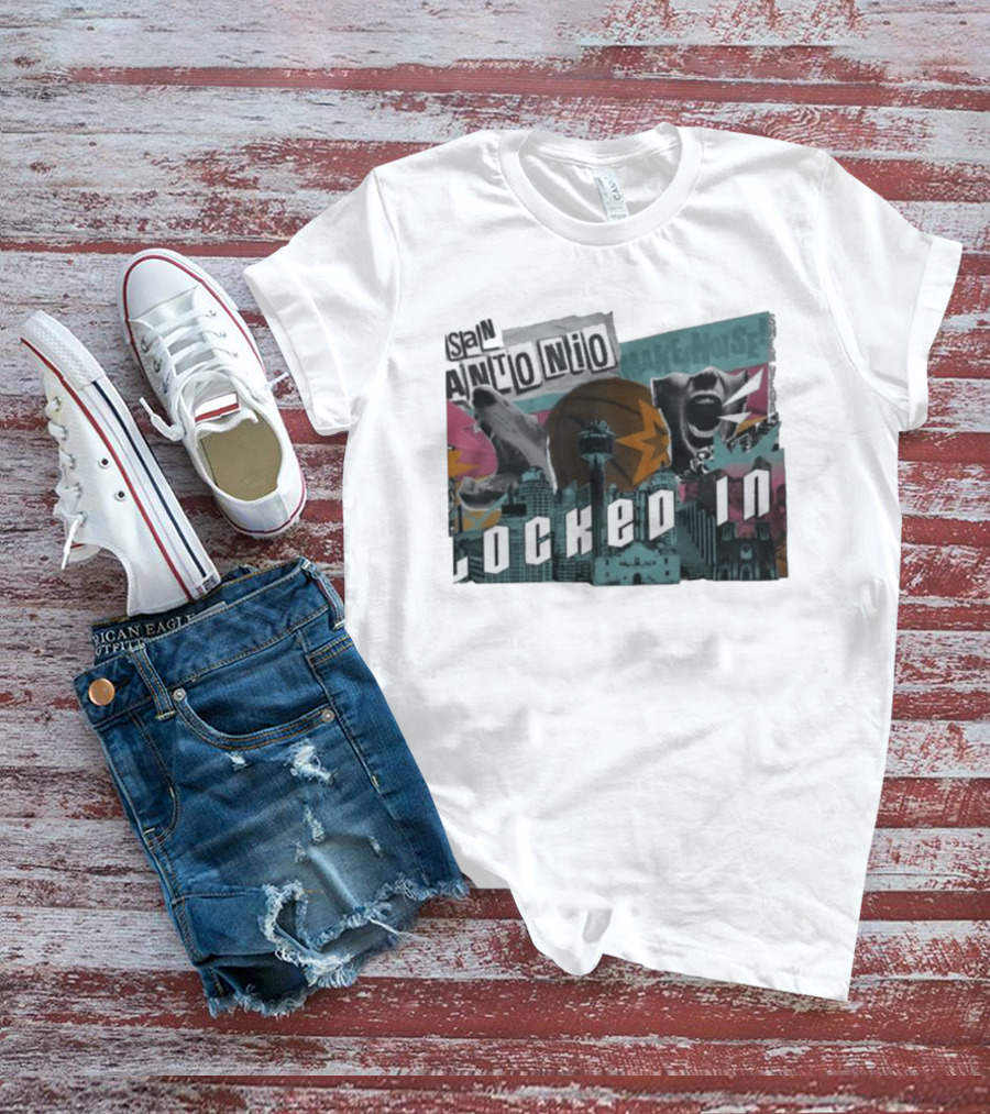 San Antonio Locked In Make Noise Basketball Skyline T-Shirt