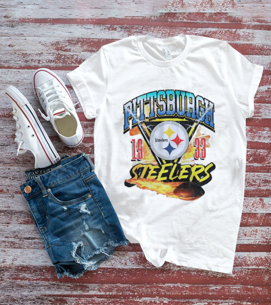Pittsburgh Steelers 1933 Football Flame T-Shirt