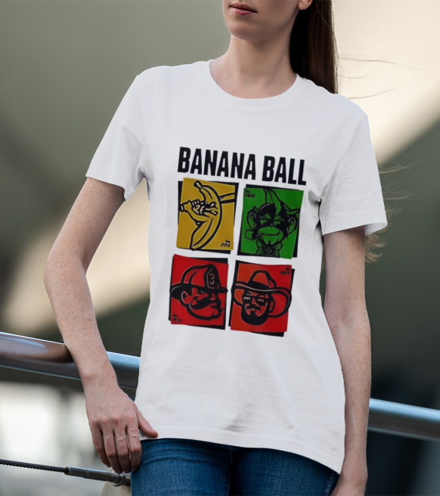Savannah Bananas Baseball Banana Ball Colorful Character Blocks T-Shirt
