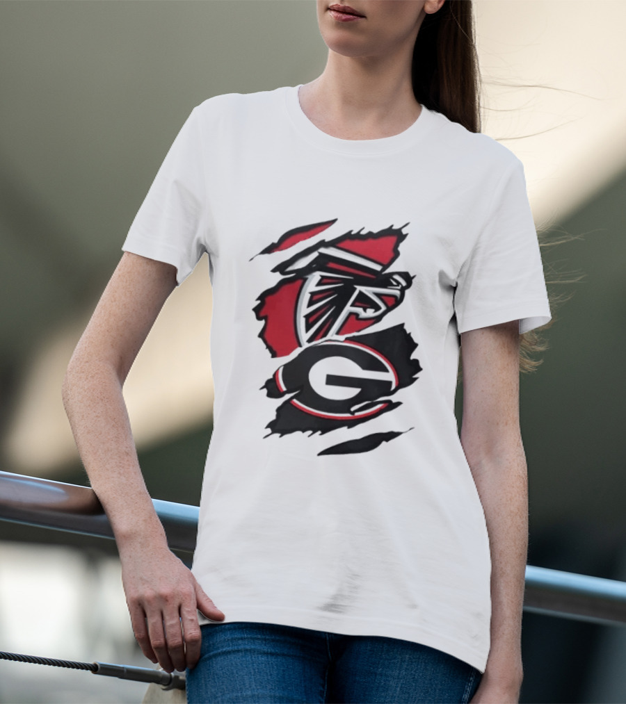 Atlanta Falcons Georgia Bulldogs Sports Team Graphic Rip T-Shirt