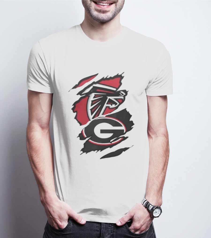 Atlanta Falcons Georgia Bulldogs Sports Team Graphic Rip T-Shirt