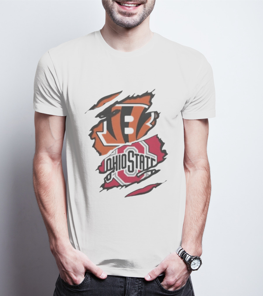 Cincinnati Bengals Ohio State Buckeyes Rip Effect NCAA Collaboration T-Shirt