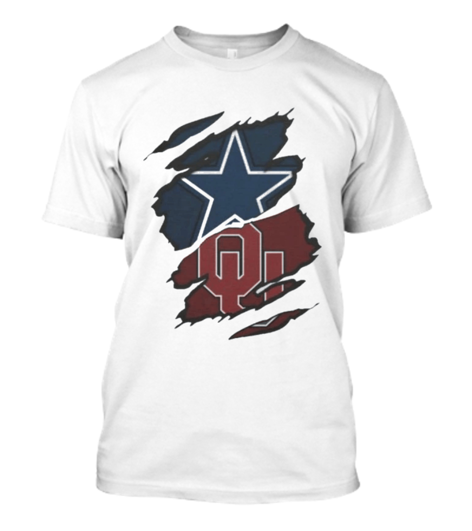 Dallas Cowboys Oklahoma Sooners NCAA Sports Ripped Star OU T-Shirt