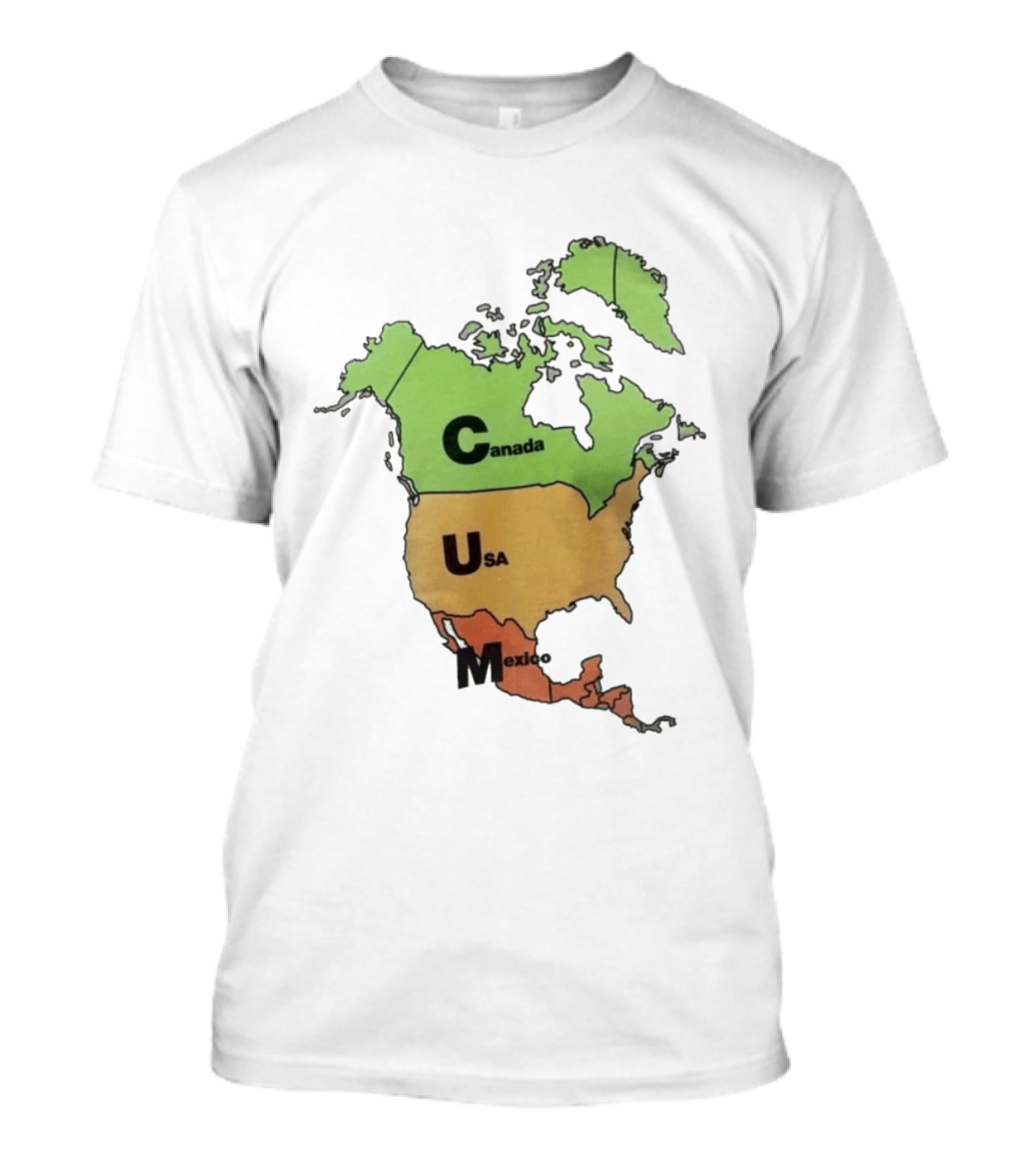 North America Map Canada USA Mexico Geography Continent Country T-Shirt