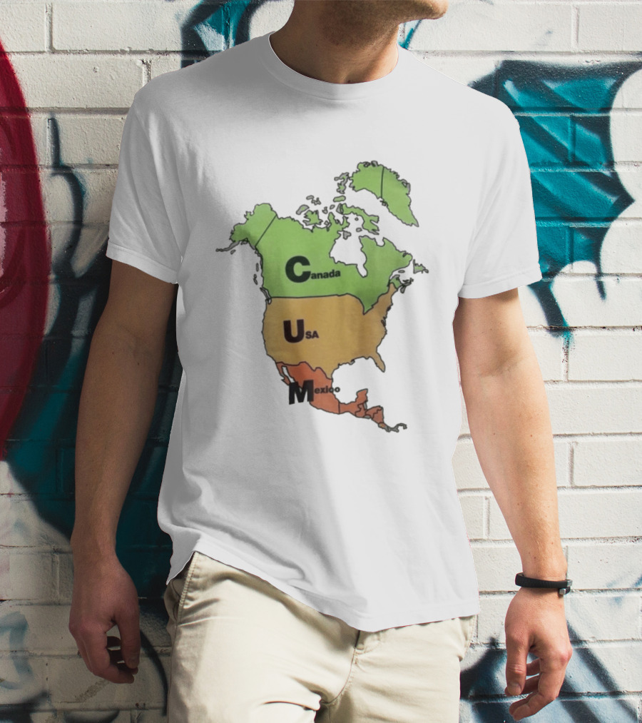 North America Map Canada USA Mexico Geography Continent Country T-Shirt