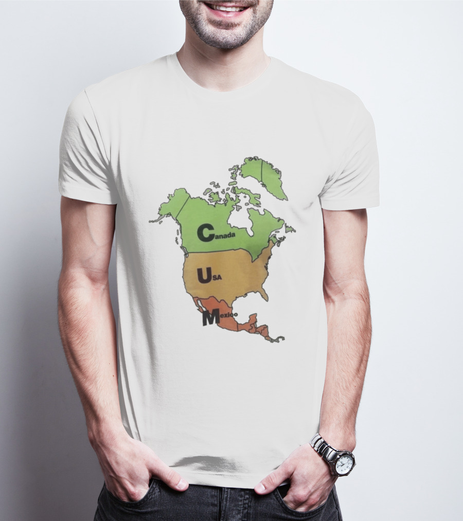 North America Map Canada USA Mexico Geography Continent Country T-Shirt