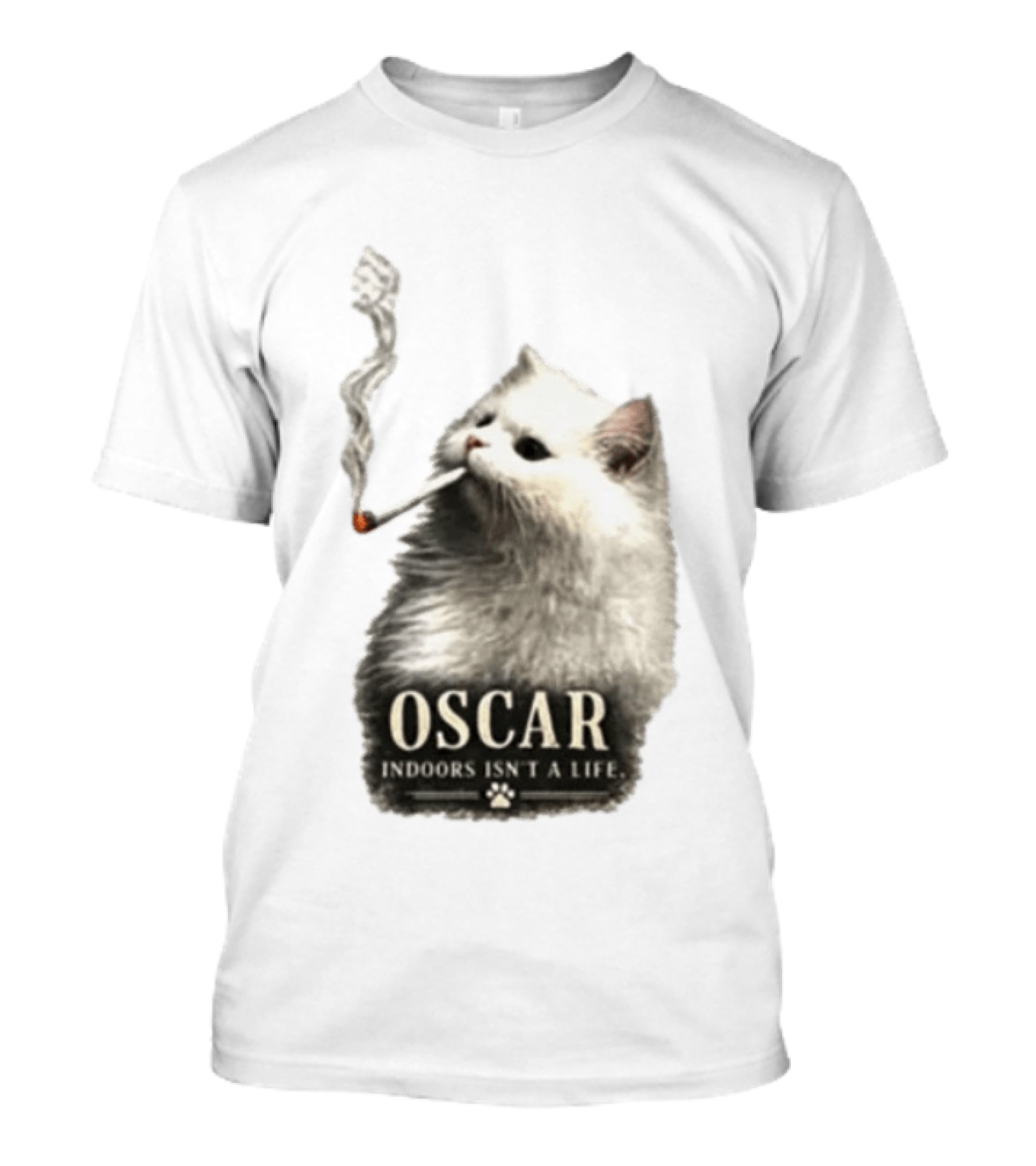 Oscar Indoors Isn't A Life Cat Smoking Cigarette T-Shirt