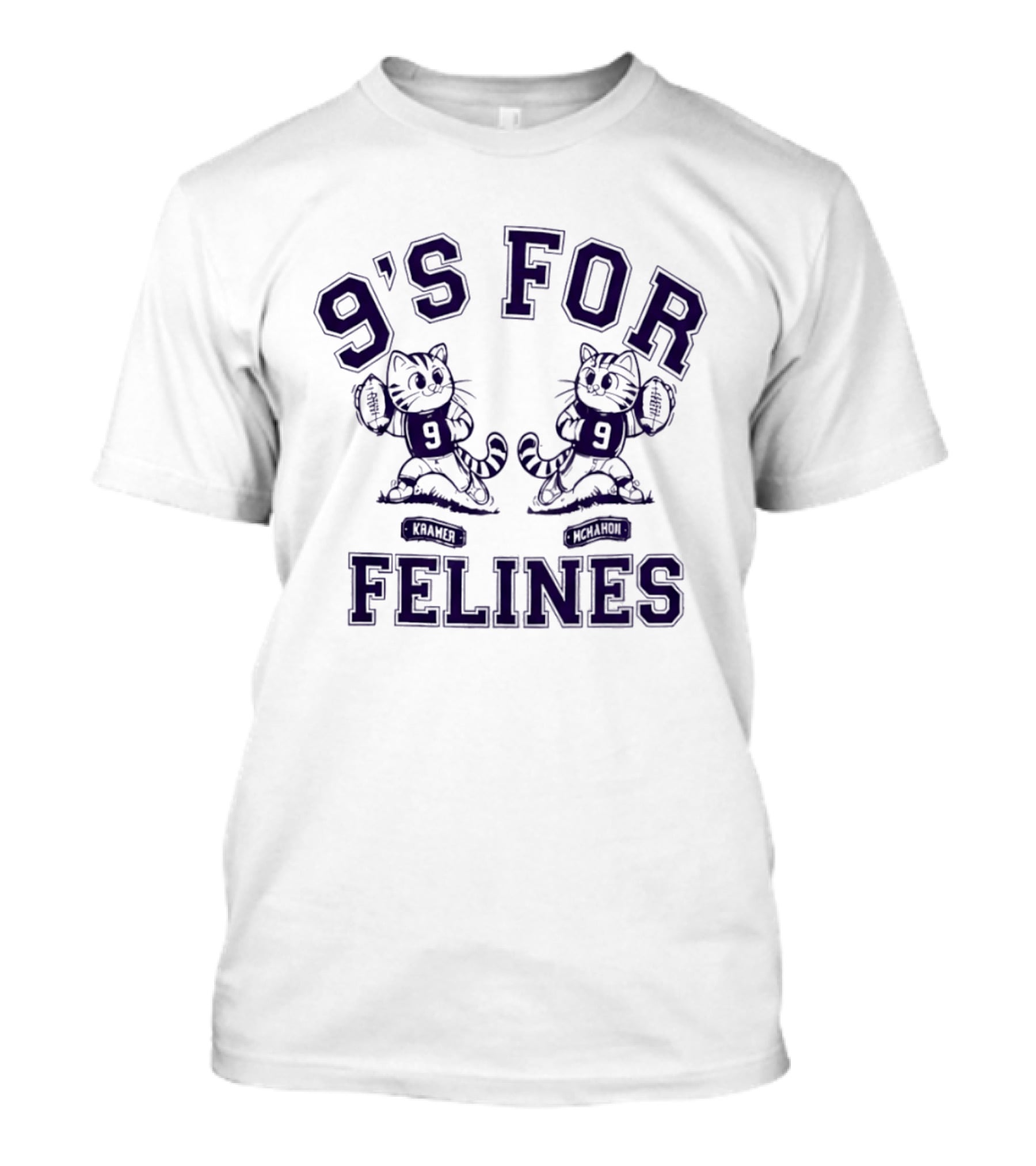 Kramer McMahon 9s For Cartoon Cats Football Felines T-Shirt