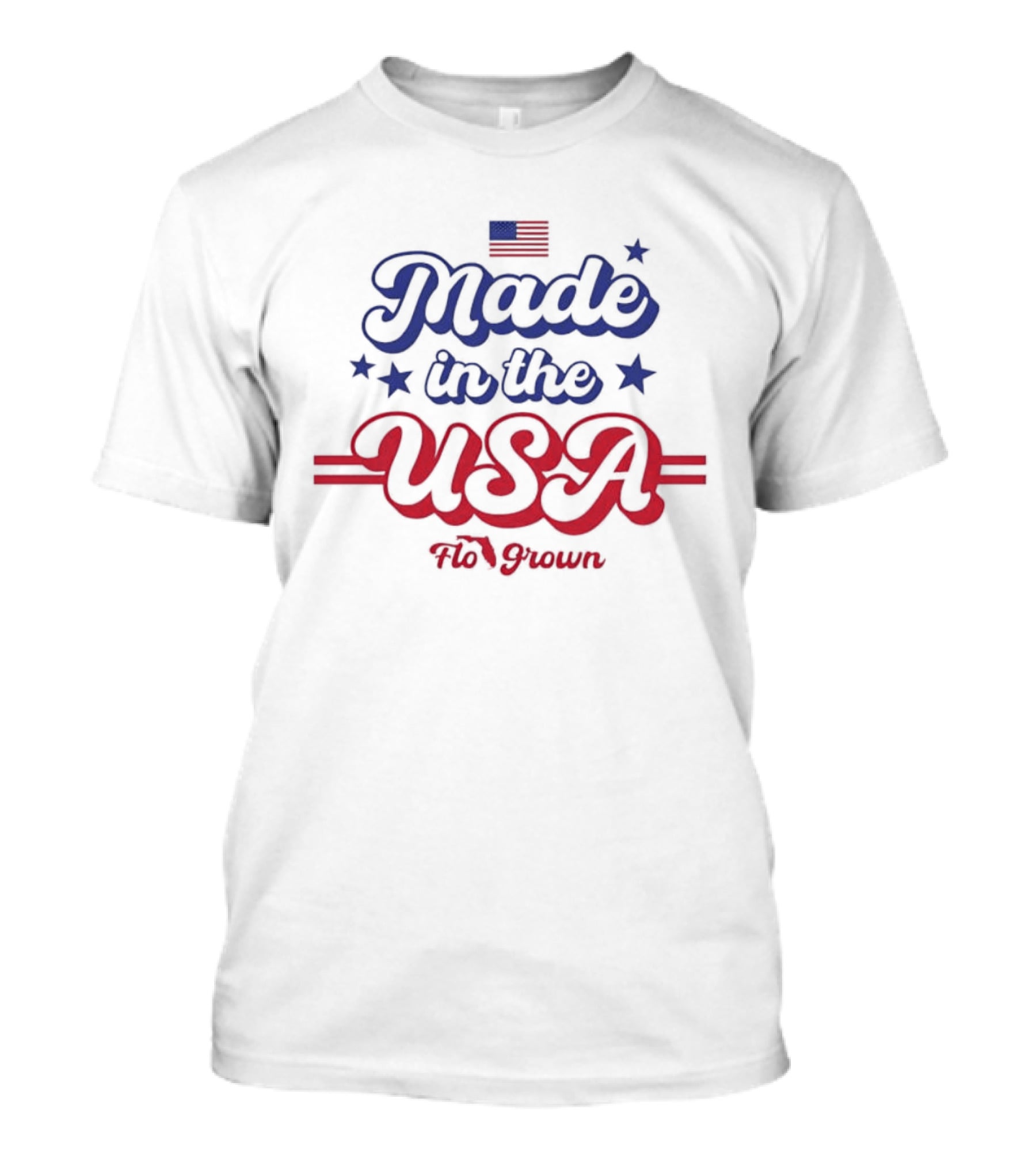 Made In The USA Flo Grown American Flag Stars T-Shirt