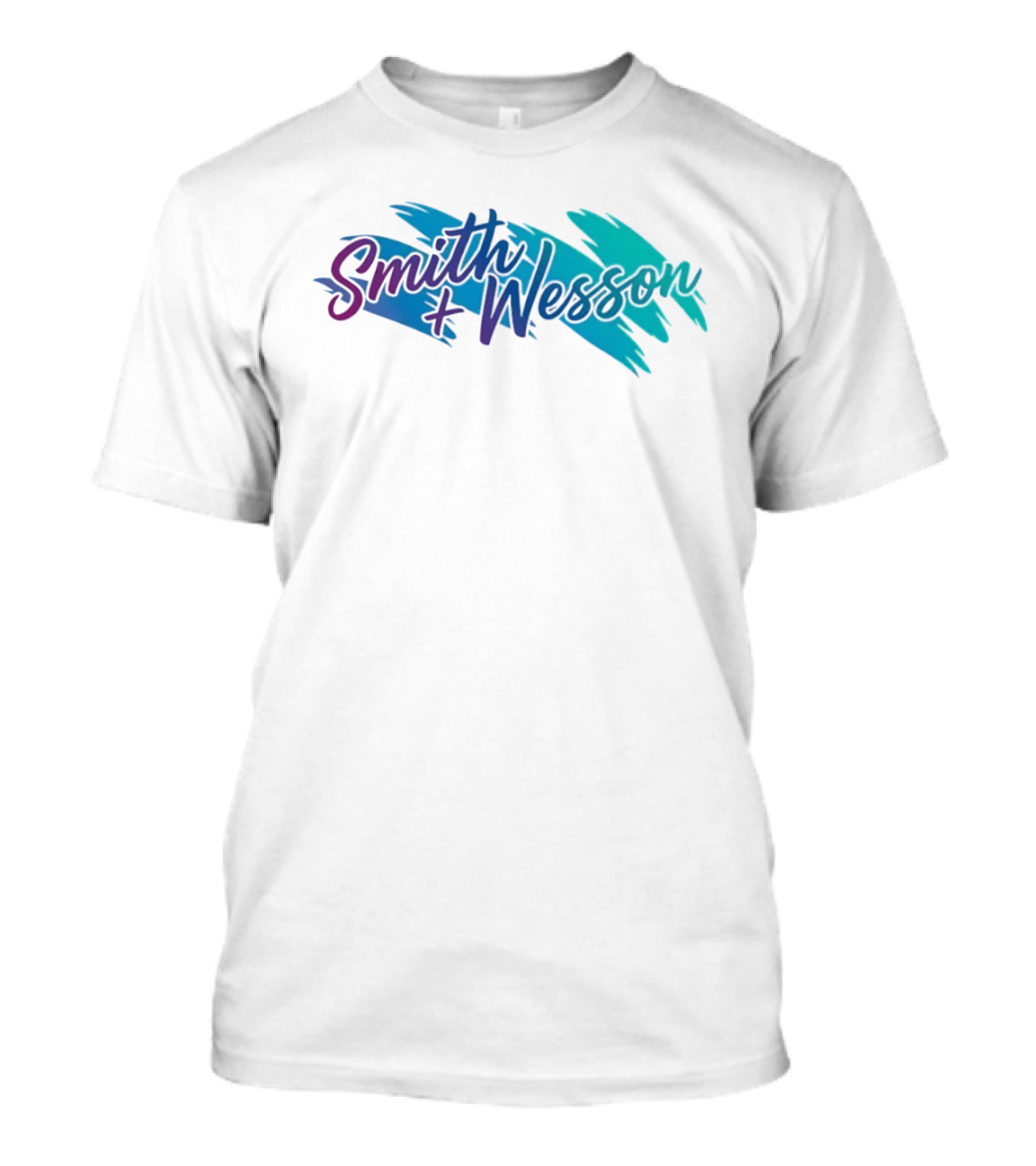 Smith And Wesson 90s Teal Purple Paint Brush Strokes T-Shirt