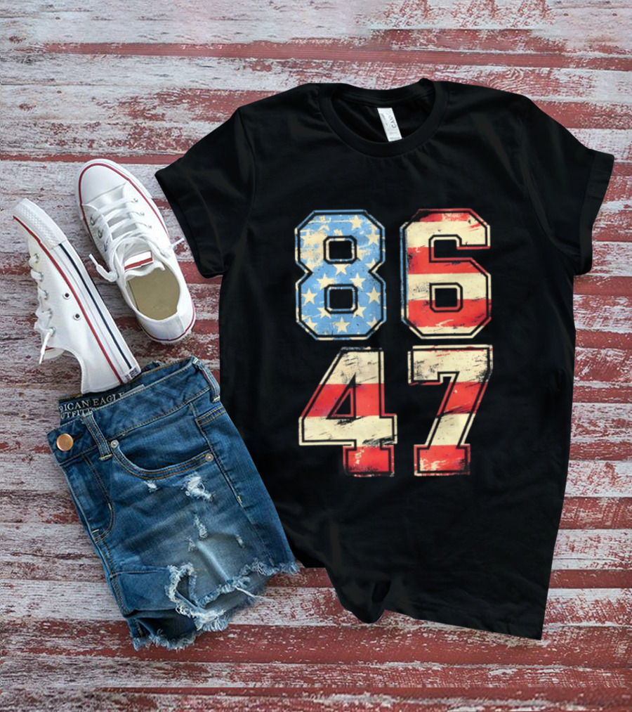 Anti ICE Subtle FDT Democrat 8647 American Flag Numbers T-Shirt