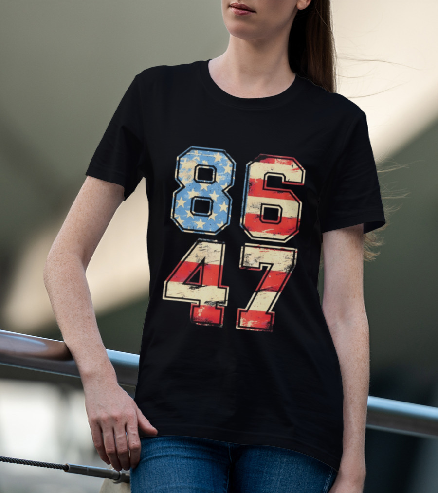 Anti ICE Subtle FDT Democrat 8647 American Flag Numbers T-Shirt