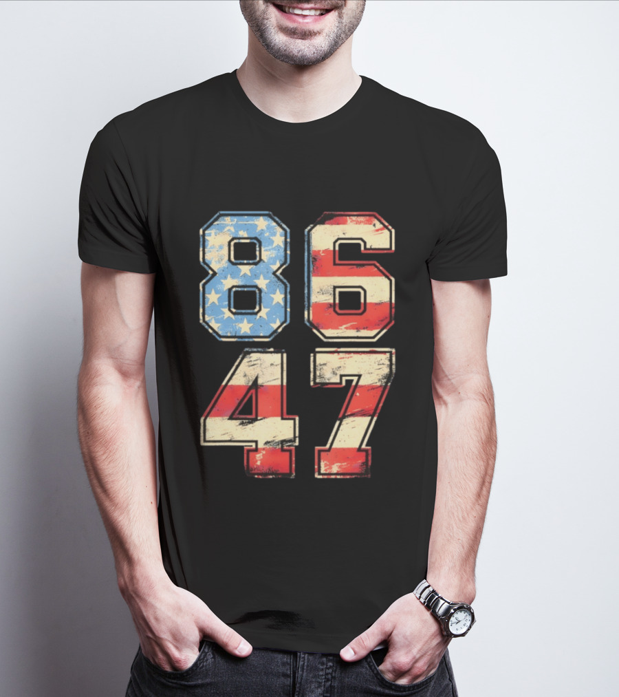 Anti ICE Subtle FDT Democrat 8647 American Flag Numbers T-Shirt