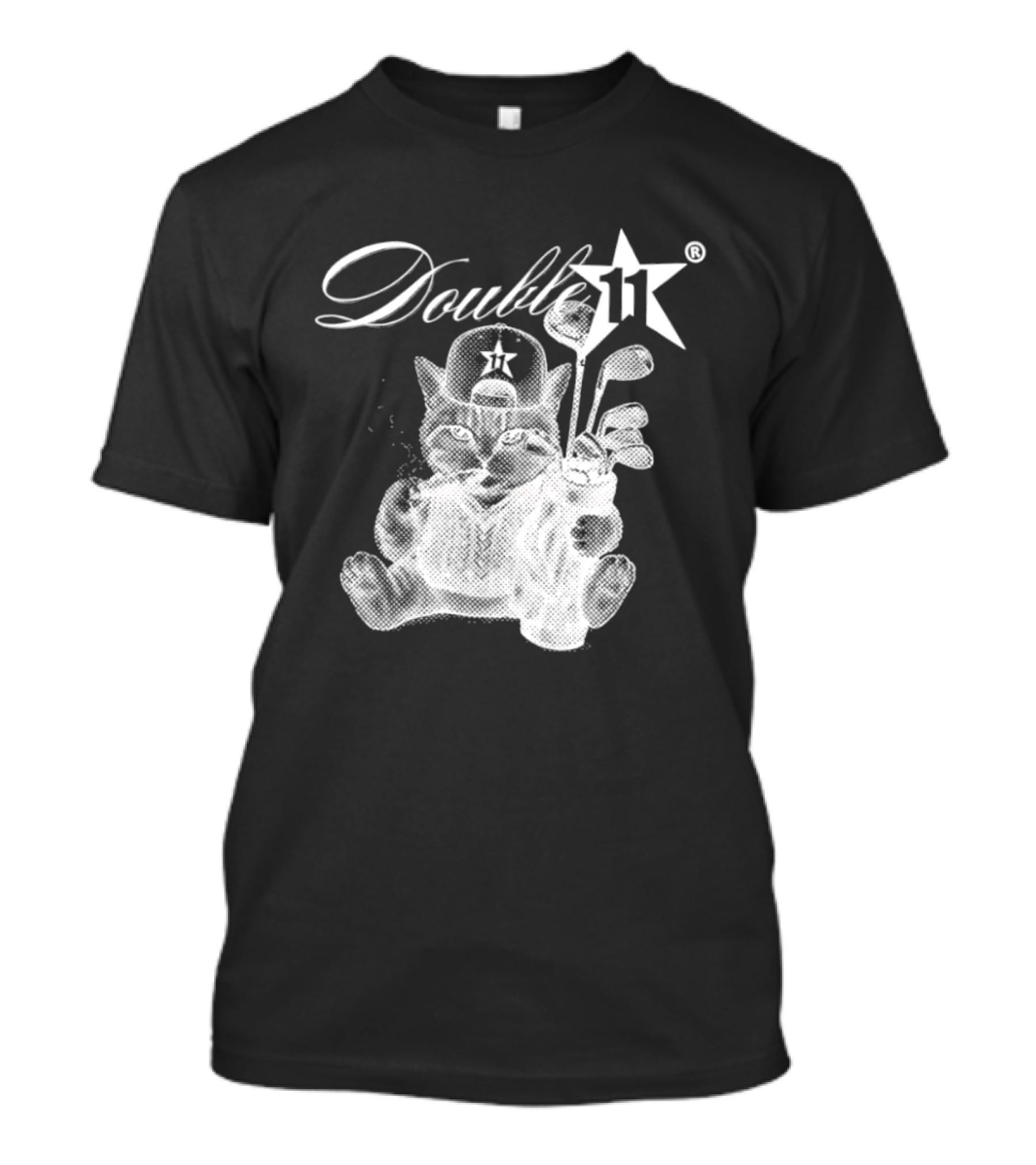 Double 11 Golfing Cat Star Golf Clubs Urban Streetwear 2026 Future T-Shirt