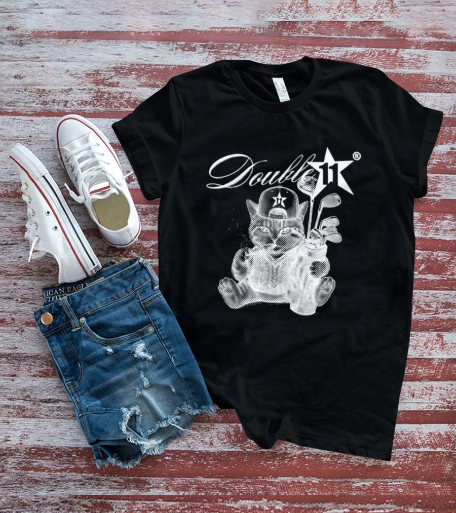 Double 11 Golfing Cat Star Golf Clubs Urban Streetwear 2026 Future T-Shirt