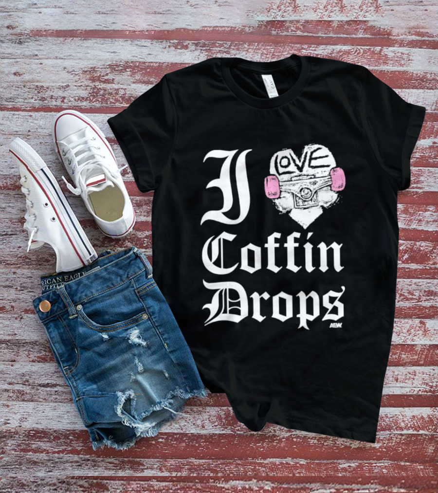 I Love Coffin Drops Aew Skateboard Heart Pink Gloves T-Shirt