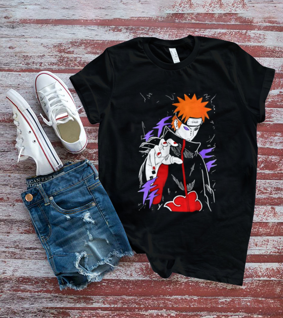 Naruto Shippuden Pain Akatsuki Rinnegan Almighty Push Anime 2026 Trend T-Shirt