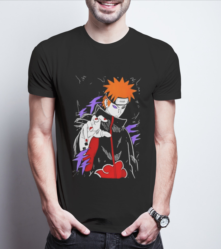 Naruto Shippuden Pain Akatsuki Rinnegan Almighty Push Anime 2026 Trend T-Shirt