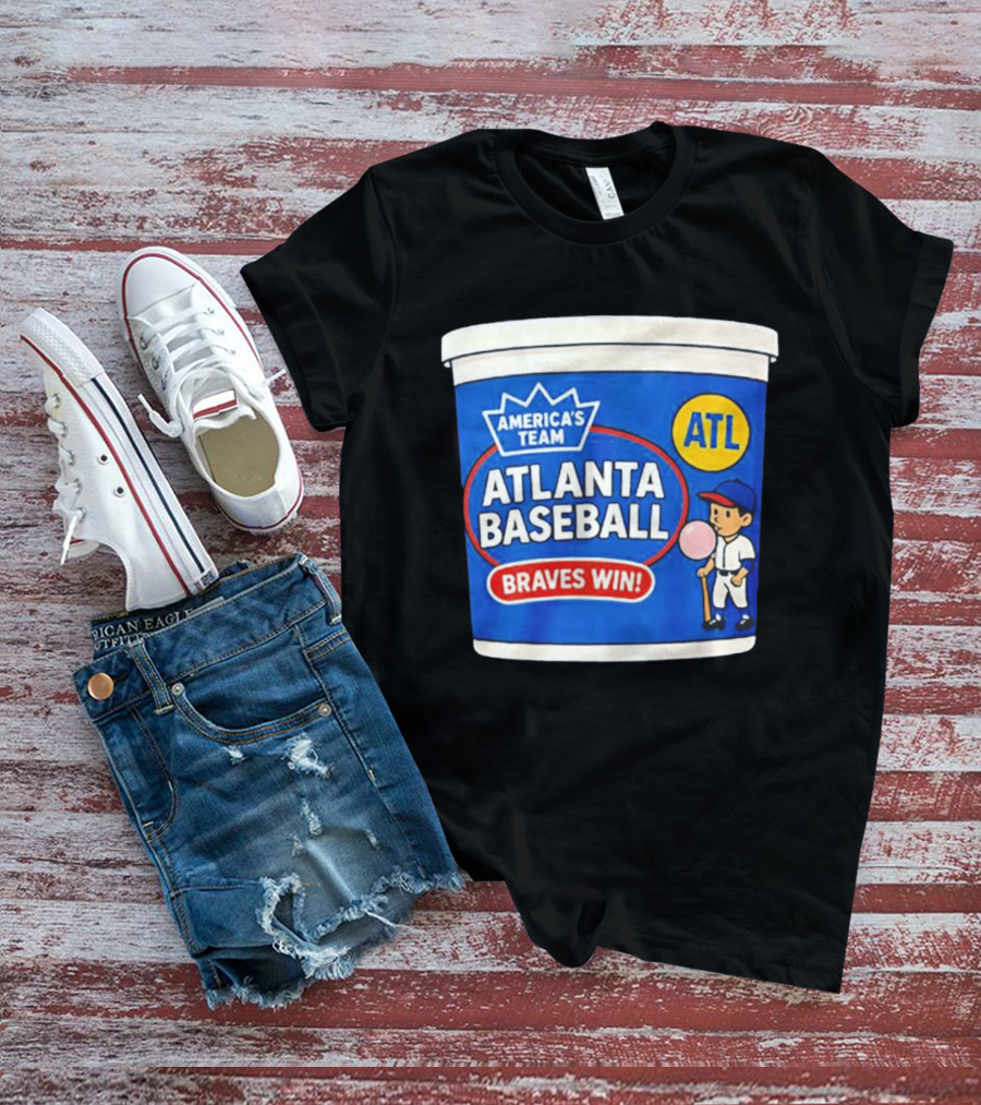 Braves Win America's Team Atlanta Baseball ATL Bubble Gum Crown T-Shirt