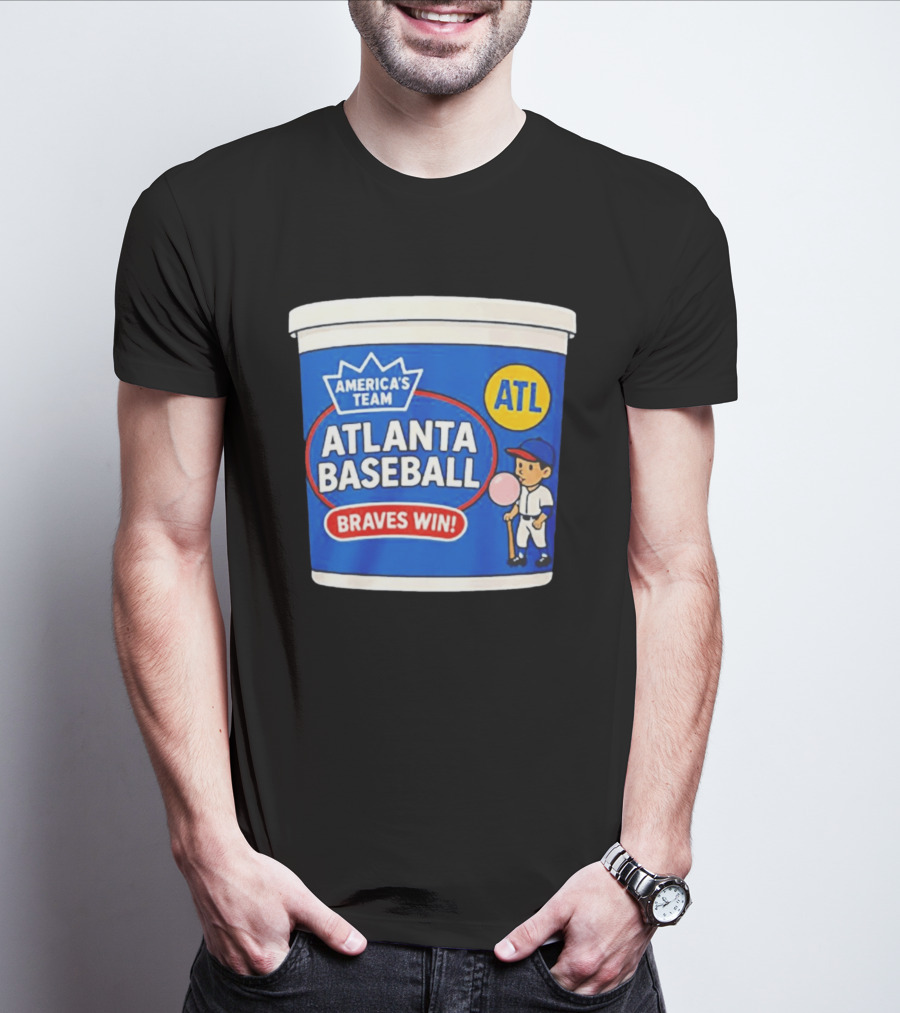 Braves Win America's Team Atlanta Baseball ATL Bubble Gum Crown T-Shirt