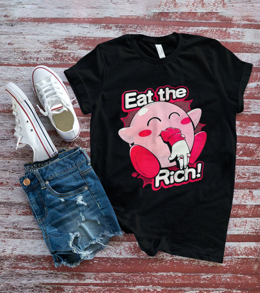 Eat The Rich Pink Character Eating Playful T-Shirt