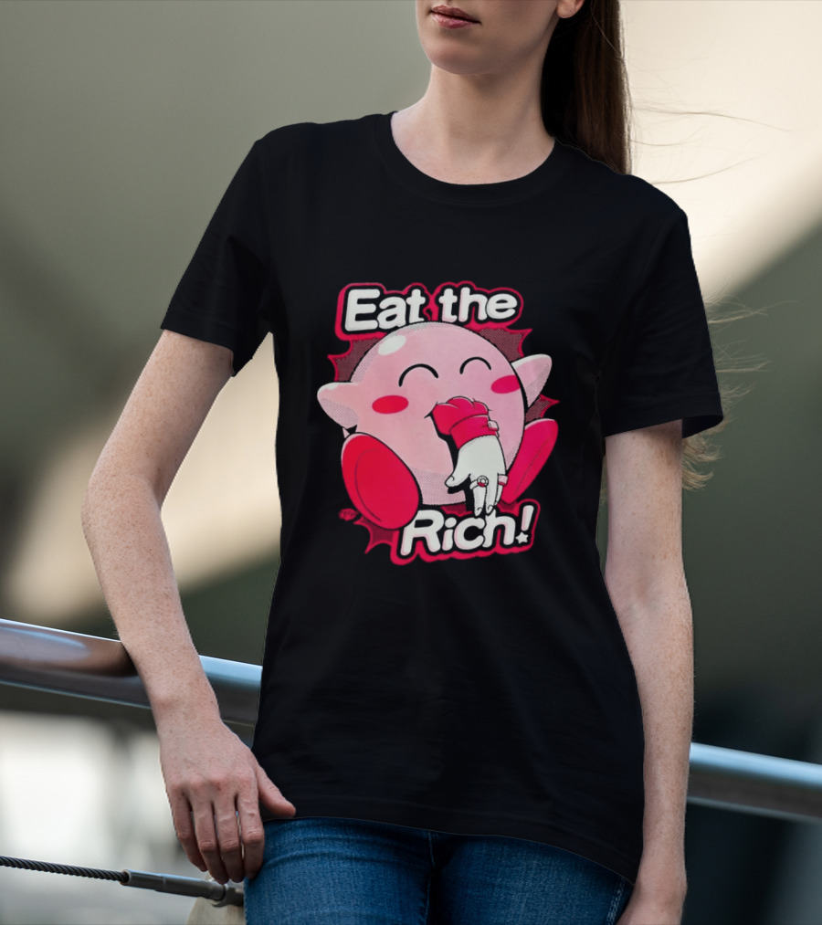 Eat The Rich Pink Character Eating Playful T-Shirt
