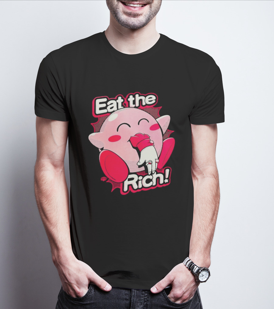 Eat The Rich Pink Character Eating Playful T-Shirt