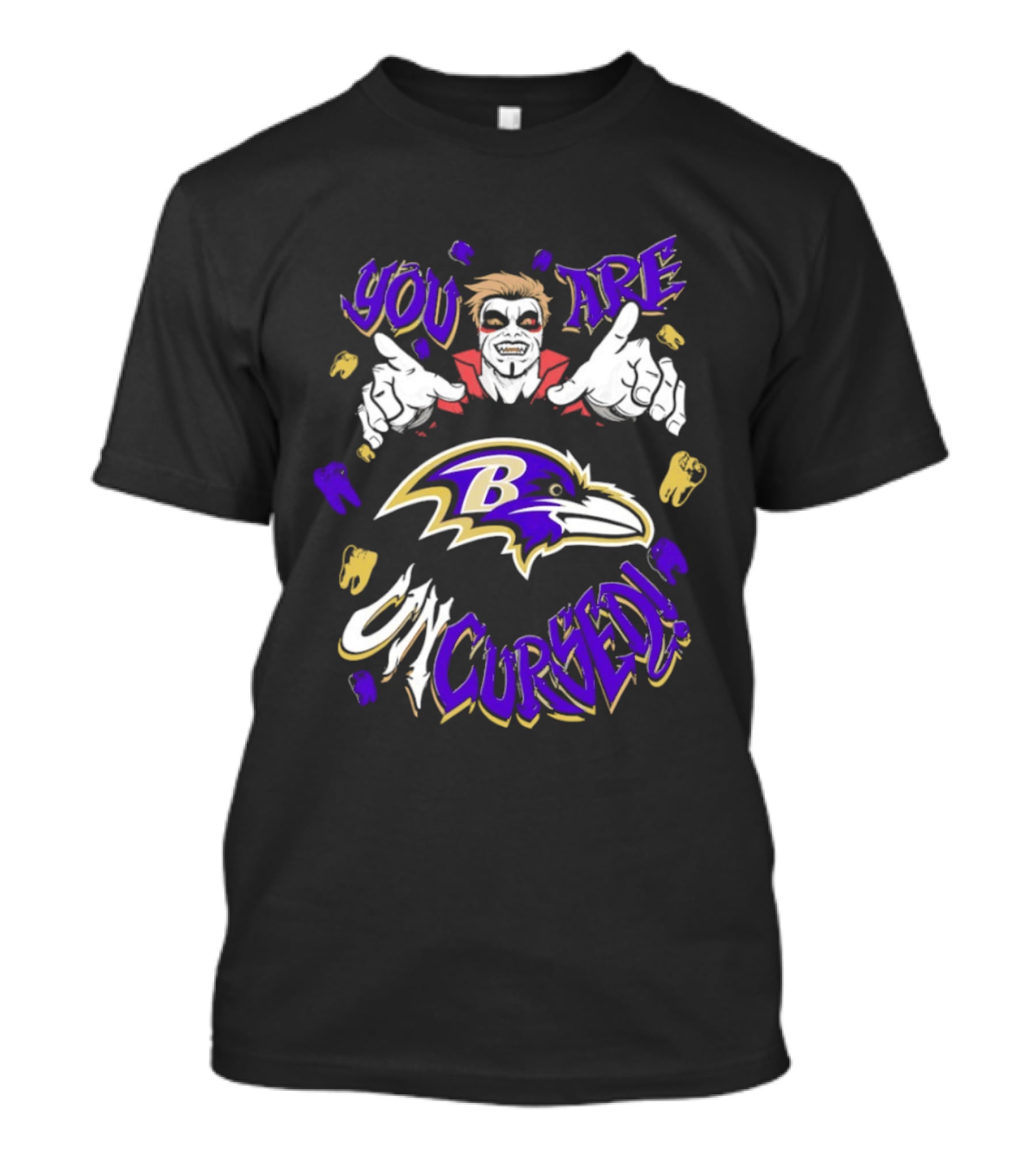 WWE Danhausen Baltimore Ravens Vampire Halloween You Are On Cursed T-Shirt