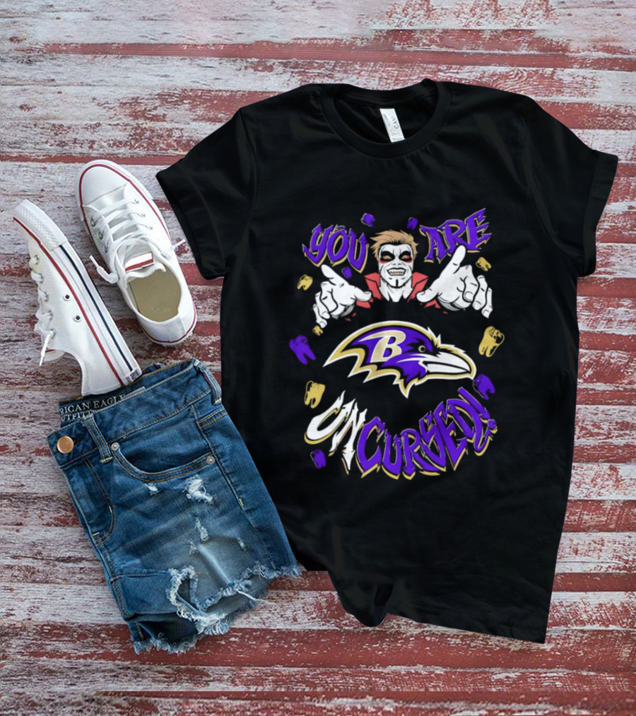 WWE Danhausen Baltimore Ravens Vampire Halloween You Are On Cursed T-Shirt