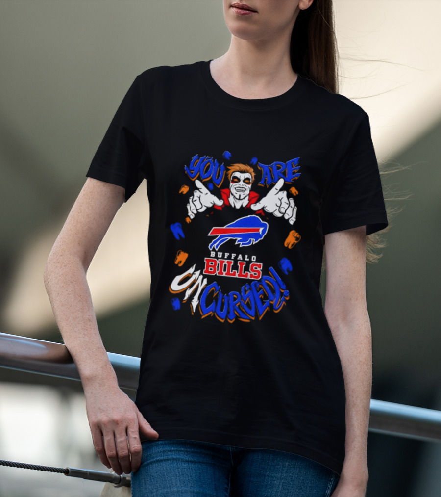 WWE Danhausen X Buffalo Bills You Are Uncursed Halloween Vampire Fangs T-Shirt