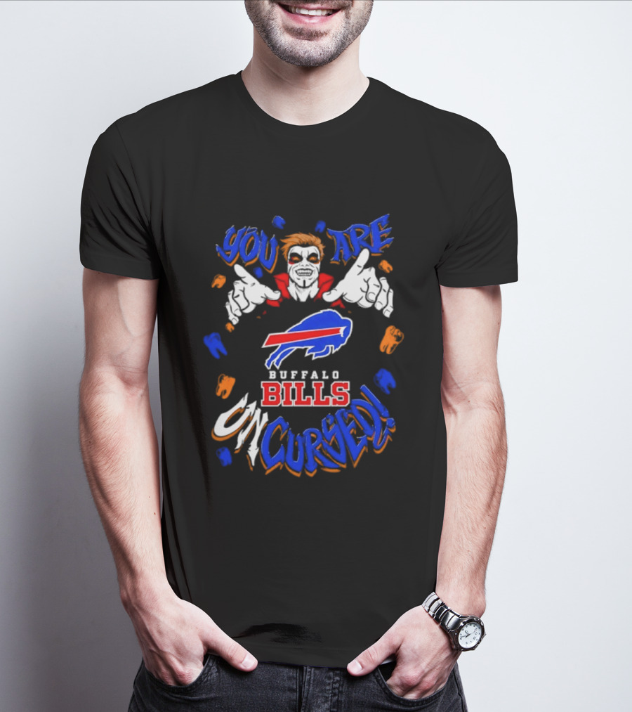 WWE Danhausen X Buffalo Bills You Are Uncursed Halloween Vampire Fangs T-Shirt
