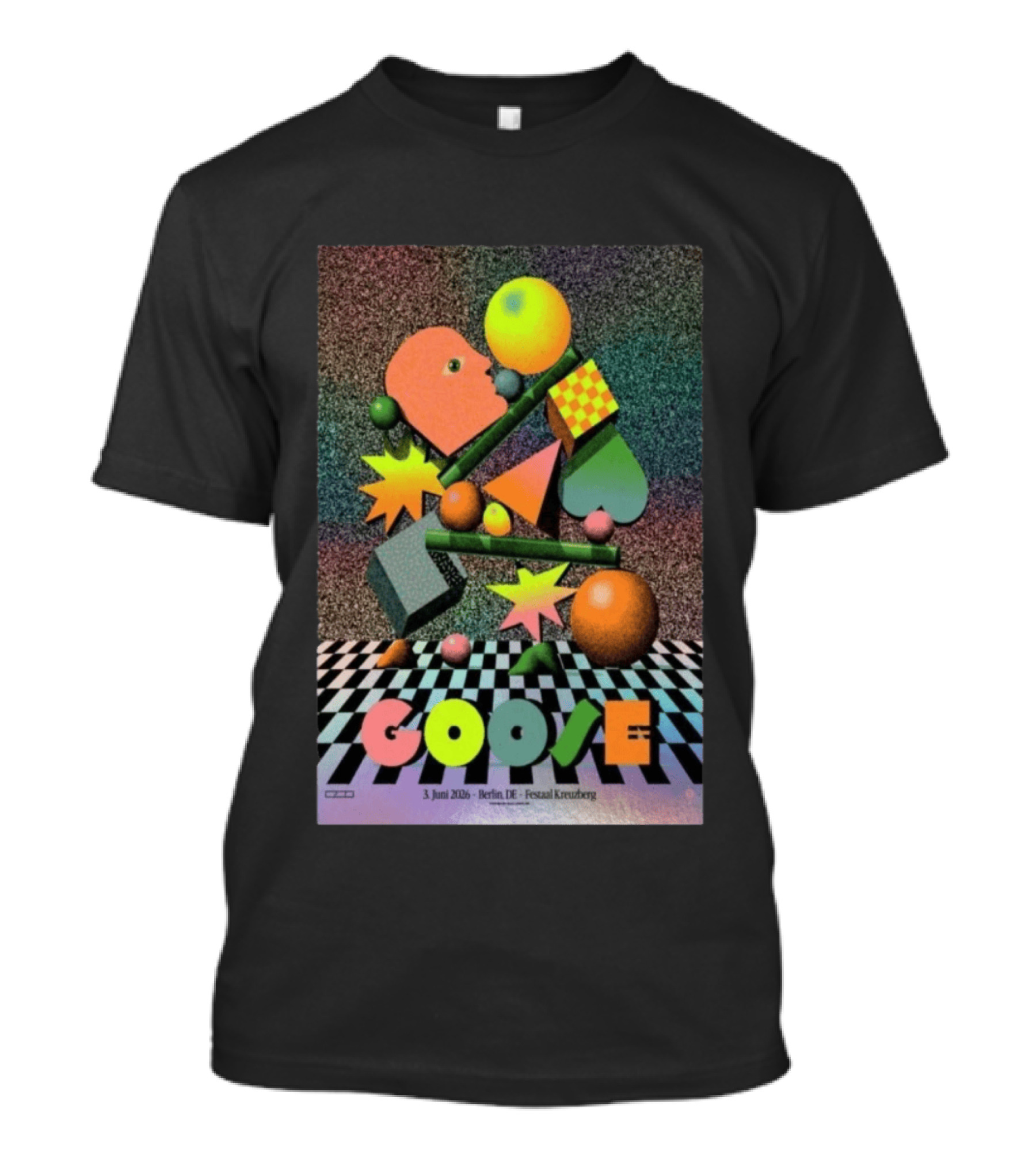 Goose 3 Juni 2026 Berlin Deutschland Festsaal Kreuzberg 3D Geometric Shapes Checkerboard T-Shirt
