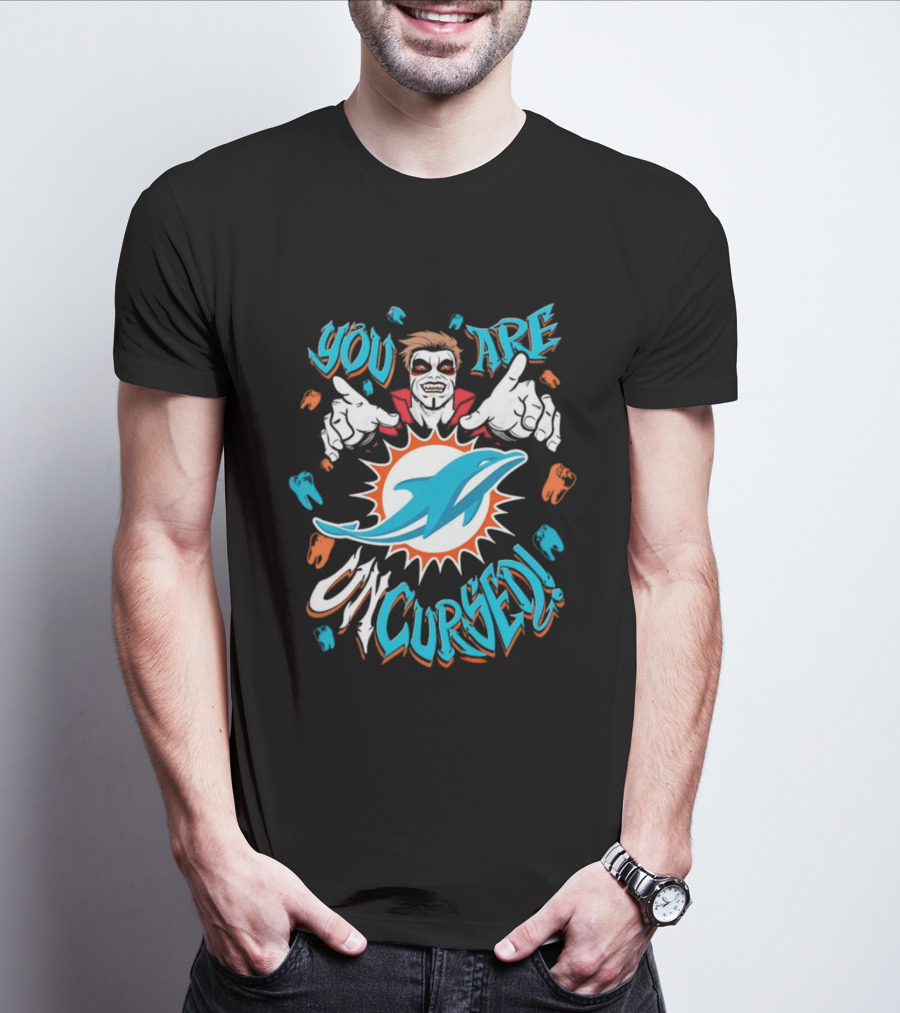 WWE Danhausen Miami Dolphins Collaboration You Are Uncursed T-Shirt