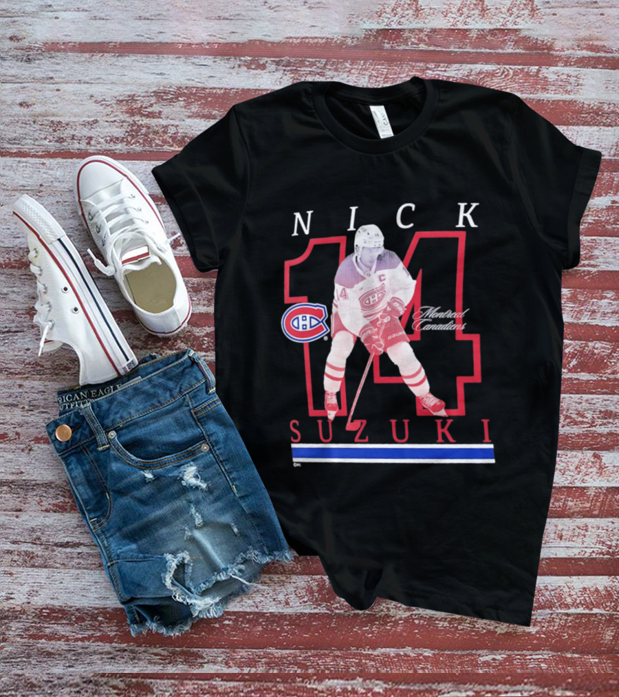 Nick Suzuki 14 Montreal Canadiens Captain Hockey T-Shirt
